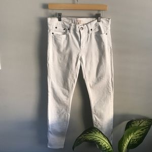 J Crew White Toothpick Zip Ankle Jeans